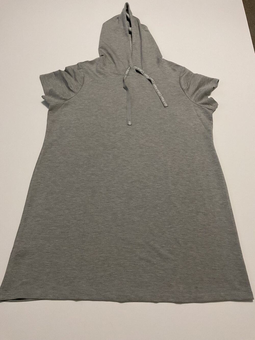 Calvin Klein Women's Hoodie Dress 1X Heather Gray Short Sleeve Plus Size Casual